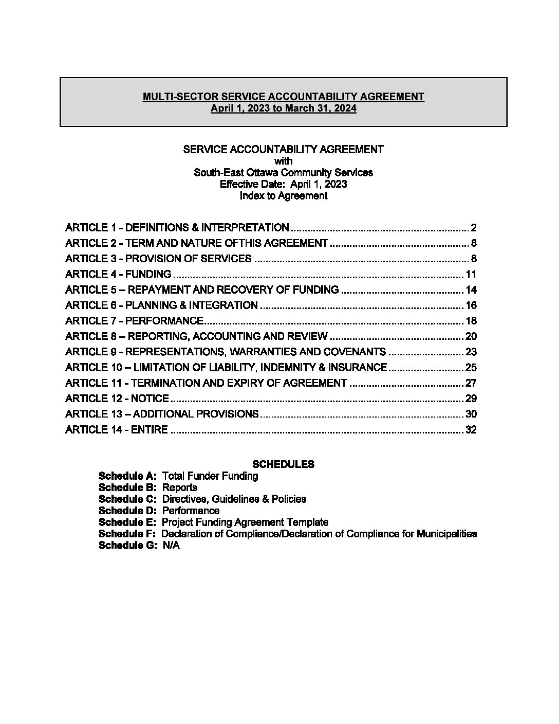 Multi-Sector Service Accountability Agreement